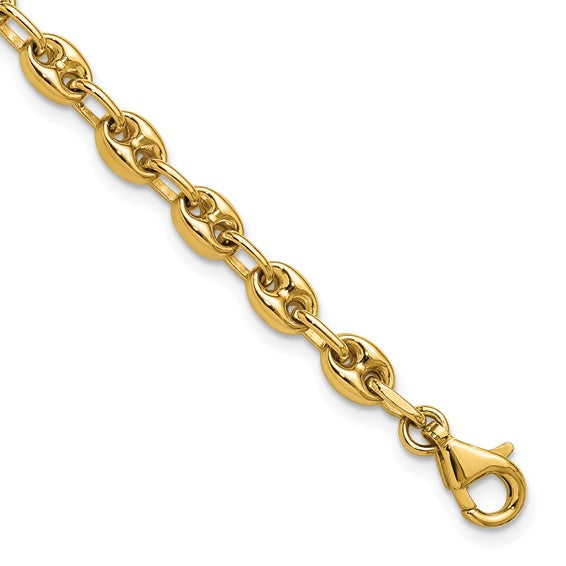 14K Polished 5mm Anchor Link 7.5 inch Bracelet